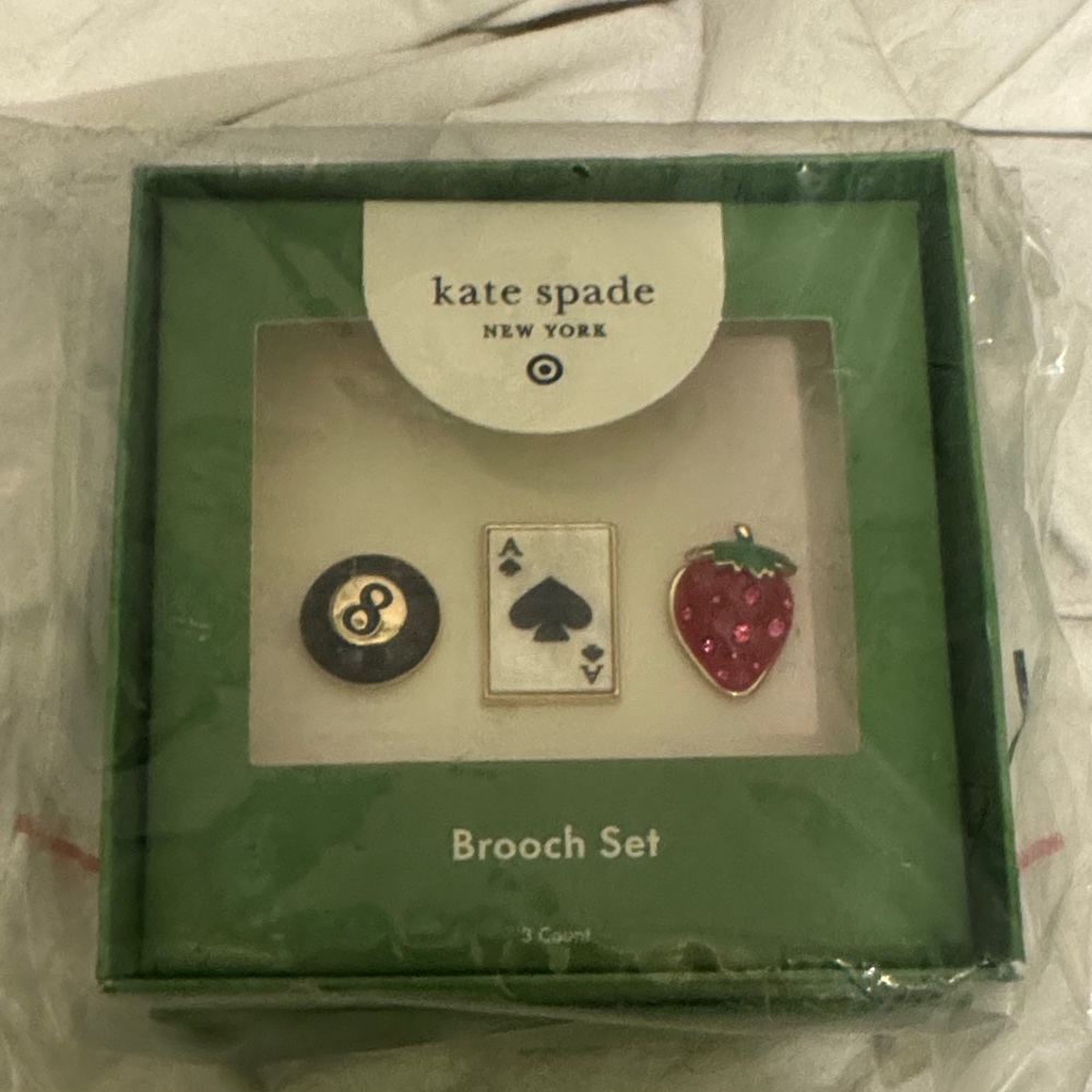 Kate Spade Black and Red Brooch Set